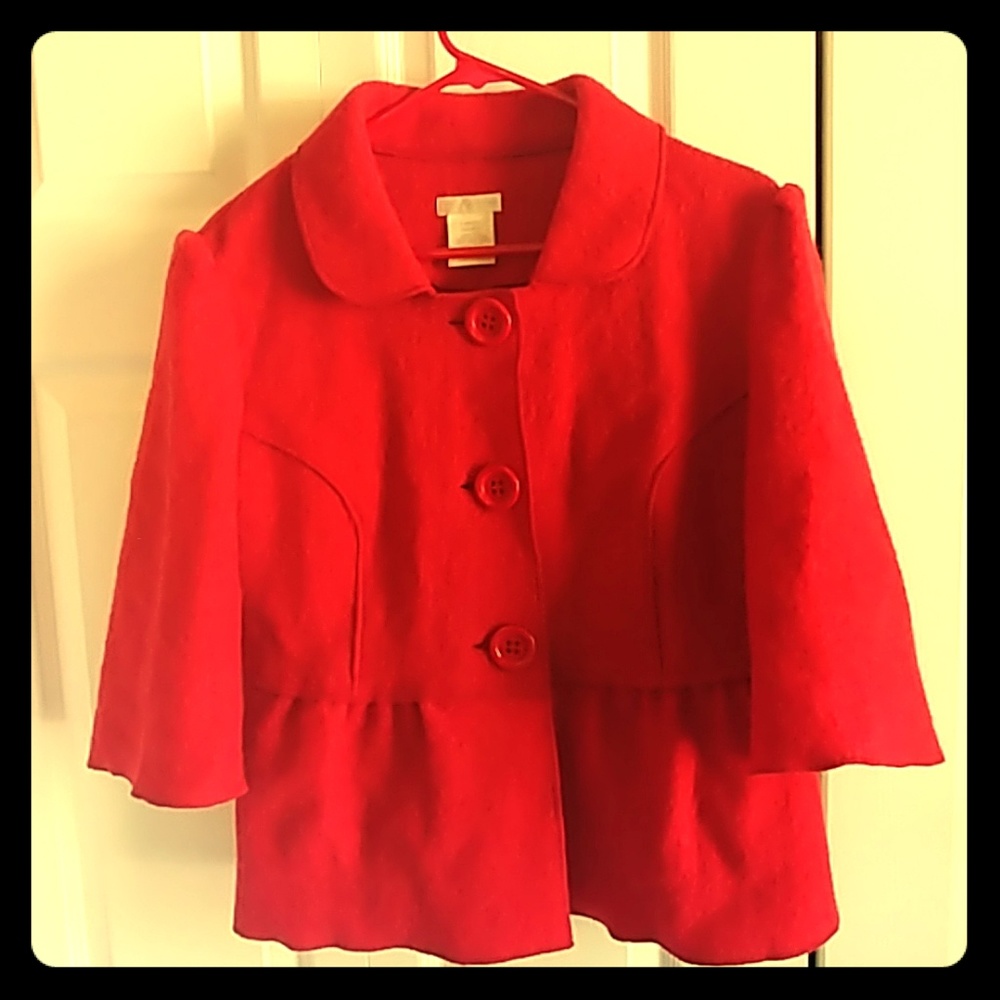 Worthington 3/4 sleeve wool blazer, red size L